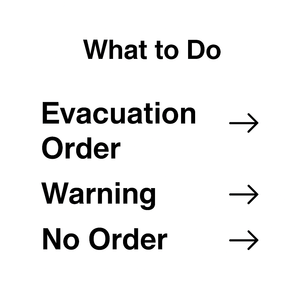 What to Do? Evacuation Order -> Warning -> No Order ->